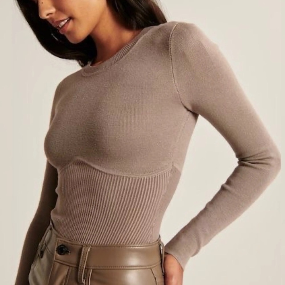 Abercrombie Long-Sleeve Crew Corset Sweater Bodysuit